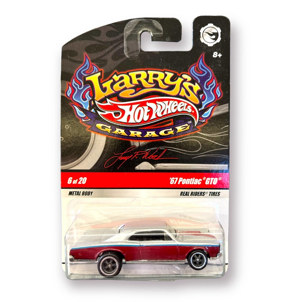 Hot Wheels Larry's Garage '67 Pontiac GTO #6/20  Real Riders 1/64 silver red